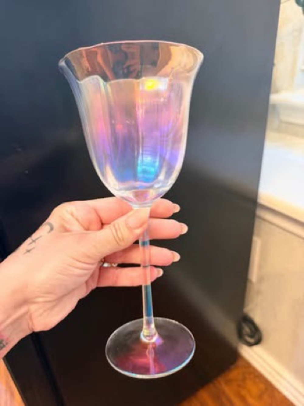 Anthropologie Fleur Glassware Collection Iridescent Set of 8 - Picture 1 of 5